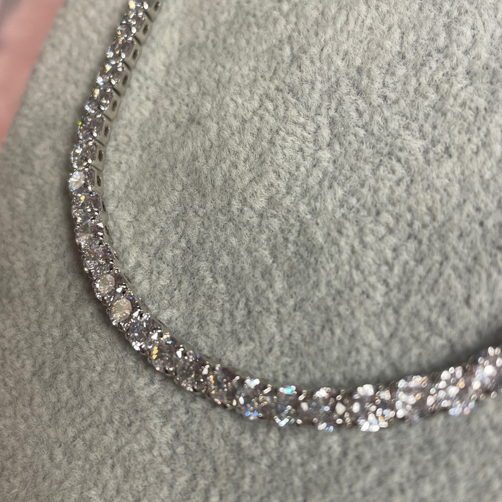 CZ choker in a stunning tennis setting. Elegant silver overlay on Brass chocker